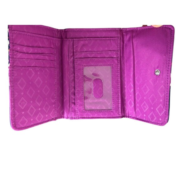 Vera Bradley Painted Paisley Tri-Fold Wallet Window ID Credit Cards Blue Pink - Picture 3 of 8
